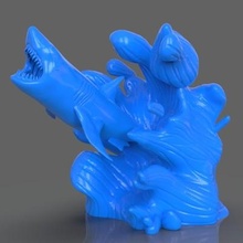 Springen Hai Skulptur drucken bereit 3d Modell 3d print model - Mito3D