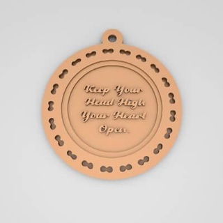 keep head high heart open quote round keychain - 3d print model pk3dstore 3d print model - Mito3D