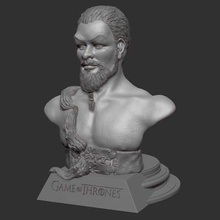 khal drogo busto pronti per la stampa del modello 3d statua di offerte fan della serie gioco troni 3d print model - Mito3D