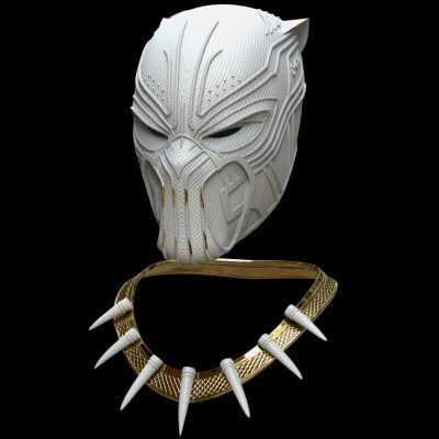 asesino casco collar negro pantera película 2018 3d impresión modelo cheriloyet 3D print model - Mito3D