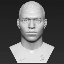 kylian mbappe bust print ready 3d model here printing current size 5 cm height but you free scale it zip file contains obj stl created zbrushif have any questions please don't hesitate contact me respond asap encourage check my other celebrity models 3d print model - Mito3D