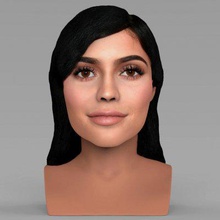 kylie jenner bust full color print ready 3d model here printing current size 5 cm height but you free scale it zip file contains obj wrl texture png created zbrush mudbox photoshop 3d print model - Mito3D