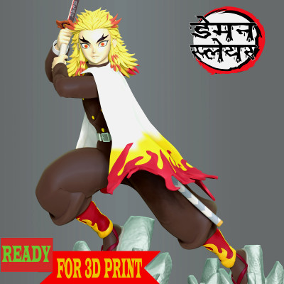 Kyojuro Rengoku demônio assassino arte 3D print model - Mito3D