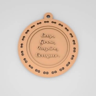 leap grow inspire conquer quote round keychain - 3d print model pk3dstore 3d print model - Mito3D