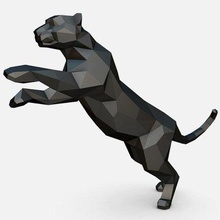 léopard figure impression prêt 3d modèle lowpoly 3d print model - Mito3D
