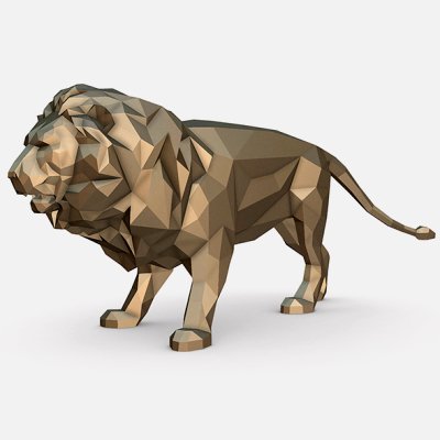 lion - print ready 3d model lowpoly 3D print model - Mito3D