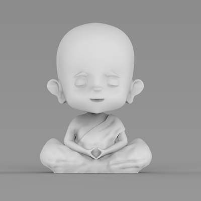 little buddha prontos para impressão 3d do modelo oca miniatura de pronto a 3dDe 8 cm altura, 1cm espessura parede 3D print model - Mito3D