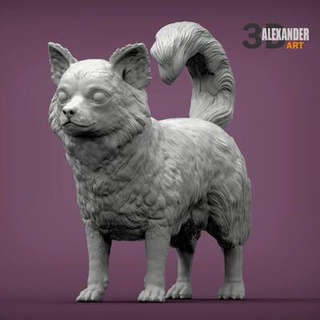 longo cabeludo chihuahua 3d impressão modelo alexander3dart 3d print model - Mito3D