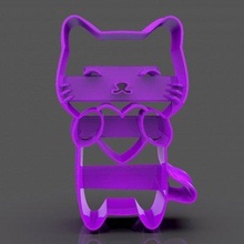 lovely cat cookie cutter print ready 3d model 3d print model - Mito3D