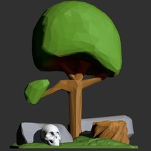low-poly tree scene print ready 3d model 3d print model - Mito3D