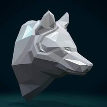 low poly wolf head print ready 3d model headmeasure units millimeters 475 cm heightmesh manifold no holes inverted faces bad contiguous edgestwo versions available 1 pwhead solid blend stl obj fbx 508 triangular faces2 hollow 936 faceswall thickness version 11 mm 3d print model - Mito3D