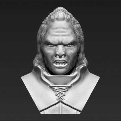 lurtz lord rings bust print ready 3d model here commander uruk-hai printing current size 5 cm height but you free scale it zip file contains obj stl created zbrush 3D print model - Mito3D