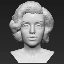 marilyn monroe bust print ready 3d model here printing current size 5 cm height but you free scale it zip file contains obj stl created zbrushif have any questions please don't hesitate contact me respond asap encourage check my other celebrity models 3d print model - Mito3D