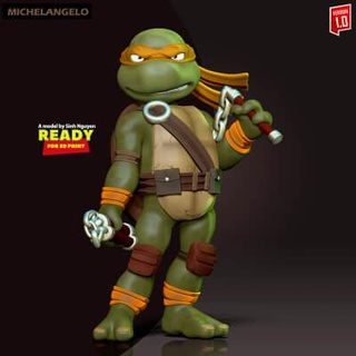 michelangelo adolescente mutante ninja tartarughe 3d Stampa modello Nato nguyen 3d print model - Mito3D