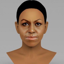 michelle obama bust full color print ready 3d model here printing current size 5 cm height but you free scale it zip file contains obj wrl texture png created zbrush mudbox photoshopif have any questions please don't hesitate contact me respond asap encourage check my other celebrity models 3d print model - Mito3D