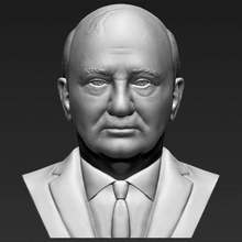 mikhail gorbachev bust print ready 3d model here printing current size 5 cm height but you free scale it zip file contains obj stl created zbrushif have any questions please don't hesitate contact me respond asap encourage check my other celebrity models 3d print model - Mito3D