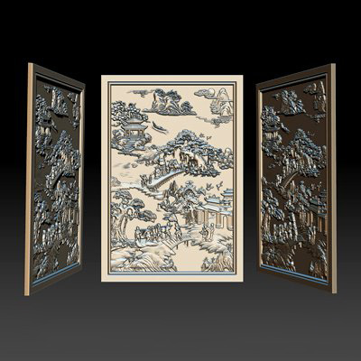 mural paysage bois sculpture impression prêt 3d modèle dang nhat bronzer 3D print model - Mito3D