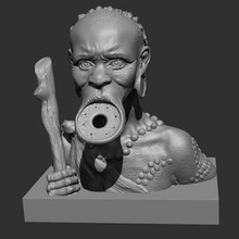 mursi tribe woman print ready 3d model statuette ethnic collection 3d print model - Mito3D