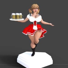 oktober fest girl print ready 3d model beautiful sensual cheer festprintable obj format - stand base accessories included 3d print model - Mito3D