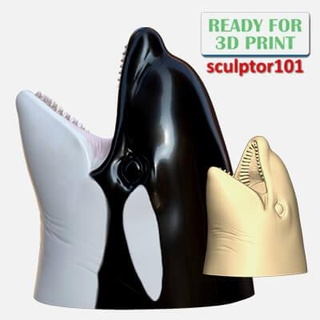 orca whale killer hollow pen holder 3d sculpting sculptor101 3d print model - Mito3D