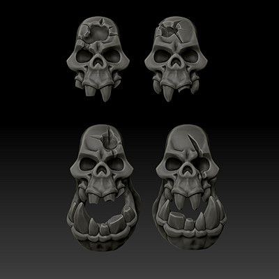 ork skulls set - 3d print model pring 3D print model - Mito3D