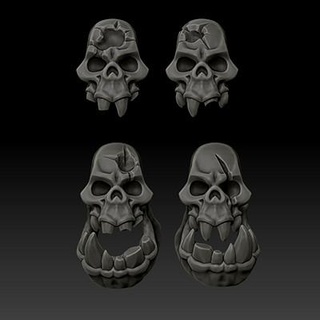 ork skulls set - 3d print model pring 3d print model - Mito3D