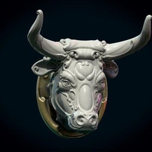 ornate bull head ii print ready 3d model 3d print model - Mito3D