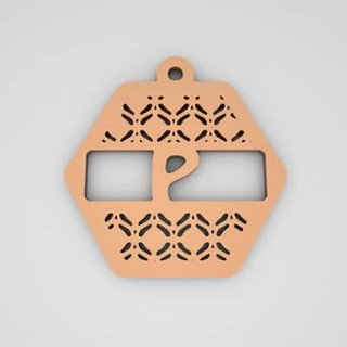 p hexagonal split monogram initial keychain - 3d print model pk3dstore 3d print model - Mito3D