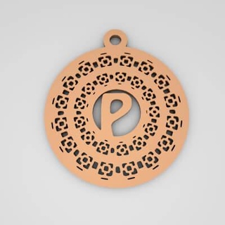 p monogram cute keychain - free 3d print model pk3dstore 3d print model - Mito3D