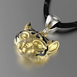 pendentif tigre lionceau tête 0199 2 3d impression modèle 3djewelrysquad 3d print model - Mito3D