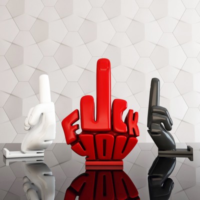 phone stand middle finger print ready 3d model 3D print model - Mito3D