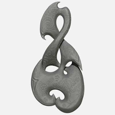 pikorua pendant print ready 3d model maori pedant because stands infinite partnership makes perfect gift lovers newlyweds fiancees others want emphasize their connection love each other loyalty friendship 3D print model - Mito3D