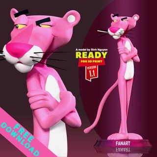 rosado pantera gratis 3d impresión modelo nacido nguyen 3d print model - Mito3D