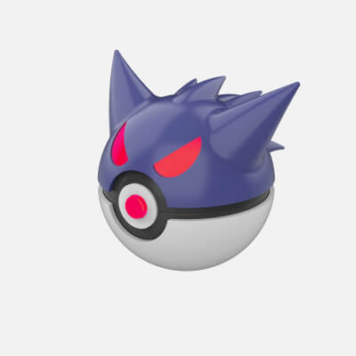 pokemon gengar pokebola stl 3d impresión modelo makerlab 3D print model - Mito3D