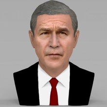 president george w bush bust full color print ready 3d model here printing current size 5 cm height but you free scale it zip file contains obj wrl texture png created zbrush mudbox photoshop 3d print model - Mito3D