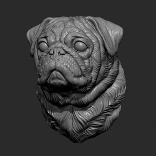 pug dog head - 3d print model guninnik81 3d print model - Mito3D