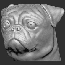 pug head - print ready 3d model printedreality 3d print model - Mito3D