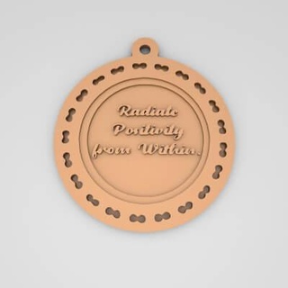 radiate positivity within quote round keychain - 3d print model pk3dstore 3d print model - Mito3D