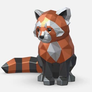 rouge Panda modèle lowpoly impression 3d print model - Mito3D