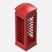 rouge téléphone cabine impression prêt 3d modèle adyleon 3d print model - Mito3D