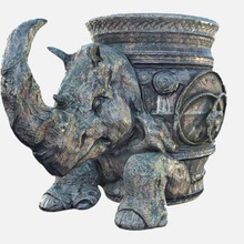 rhino jar print ready 3d model inspired victorian tradition natural curiosities trophies mounted functional items home case 3d print model - Mito3D