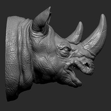 rhinoceros angry head - print ready 3d model guninnik81 3d print model - Mito3D