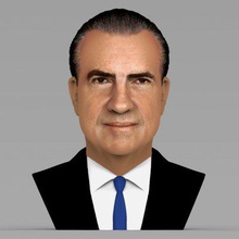richard nixon bust full color print ready 3d model here printing current size 5 cm height but you free scale it zip file contains obj wrl texture png created zbrush mudbox photoshopif have any questions please don't hesitate contact me respond asap encourage check my other celebrity models 3d print model - Mito3D