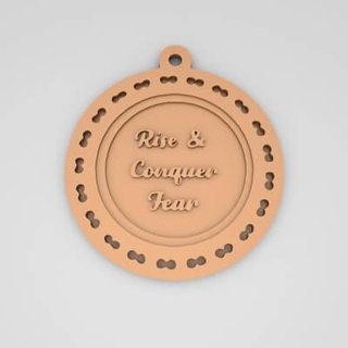 rise conquer fear quote round keychain - 3d print model pk3dstore 3d print model - Mito3D
