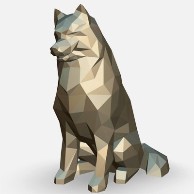 Samoyedo figura impresión Listo 3d modelo lowpoly 3D print model - Mito3D