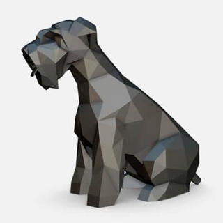 schnauzer chien figure 3d impression modèle lowpoly 3d print model - Mito3D