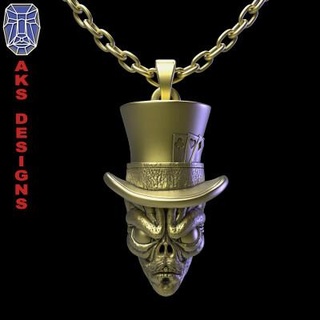 skull pendant jewelery magician alien v1 - 3d print model aks designs 3d print model - Mito3D