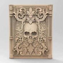 skull relief - print ready 3d model lisahenniga 3d print model - Mito3D