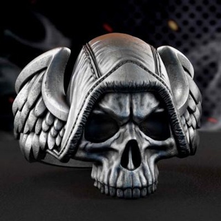 skull ring wings tahmaz 3d print model - Mito3D