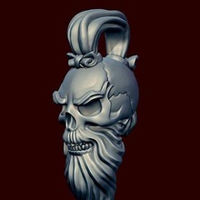 skull sensei beard pigtail pendant - print ready 3d model alexkovalev 3d print model - Mito3D